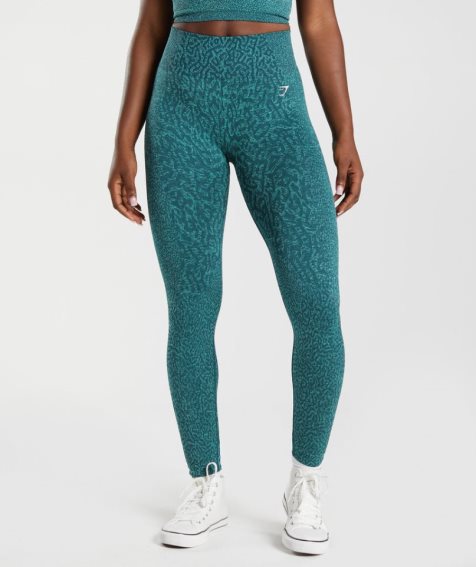 Women's Gymshark Adapt Animal Seamless Leggings Turquoise | NZ 1MGOLV